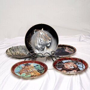 Signed Numbered Six Jungle Big Cat Plates Limited Edition Wall Hangers Included